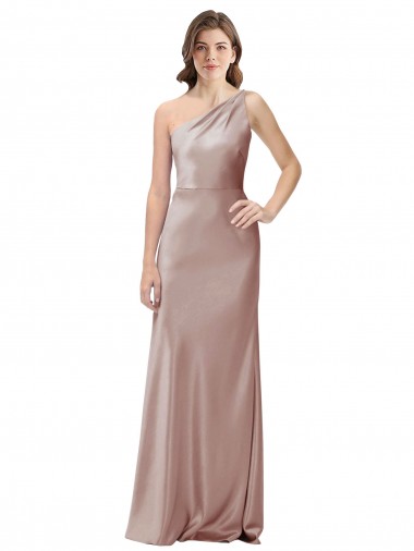 One Shoulder Black-Tie Floor Length Long Formal Stretch Satin Bridesmaid Dress / Prom Dress Brisbane