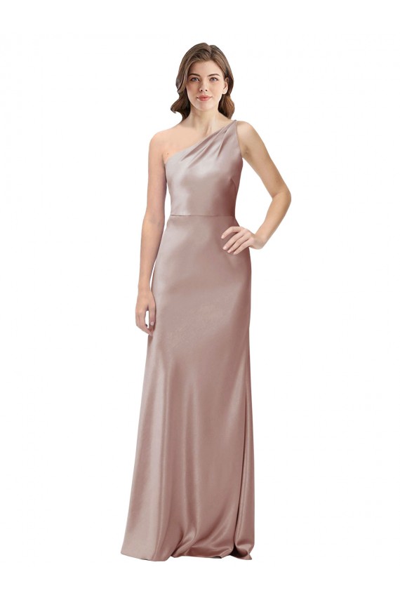 One Shoulder Black-Tie Floor Length Long Formal Stretch Satin Bridesmaid Dress / Prom Dress Brisbane