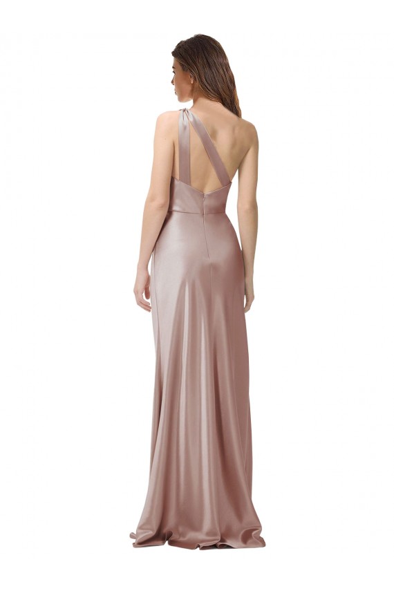 One Shoulder Black-Tie Floor Length Long Formal Stretch Satin Bridesmaid Dress / Prom Dress Brisbane
