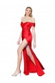 High Neck Off the Shoulder Formal Stretch Satin Bridesmaid Dress / Prom Dress with High Slit Brisbane