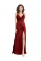 Faux Surplice Neckline Long Slim A-Line Formal Stretch Satin Bridesmaid Dress / Prom Dress Brisbane