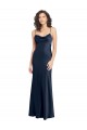 Cowl Neck Long Empire Waist Formal Stretch Satin Bridesmaid Dress with Open Back Brisbane