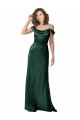 Off the Shoulder Sleeves Long Formal Stretch Satin Bridesmaid Dress / Prom Dress with Pleated Draped Neckline Brisbane