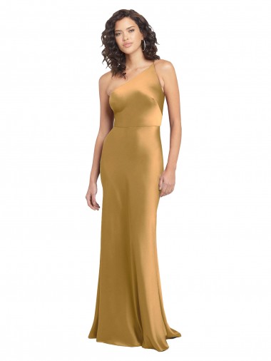 One Shoulder Long Floor Length Formal Stretch Satin Slip Bridesmaid Dress / Prom Dress Brisbane