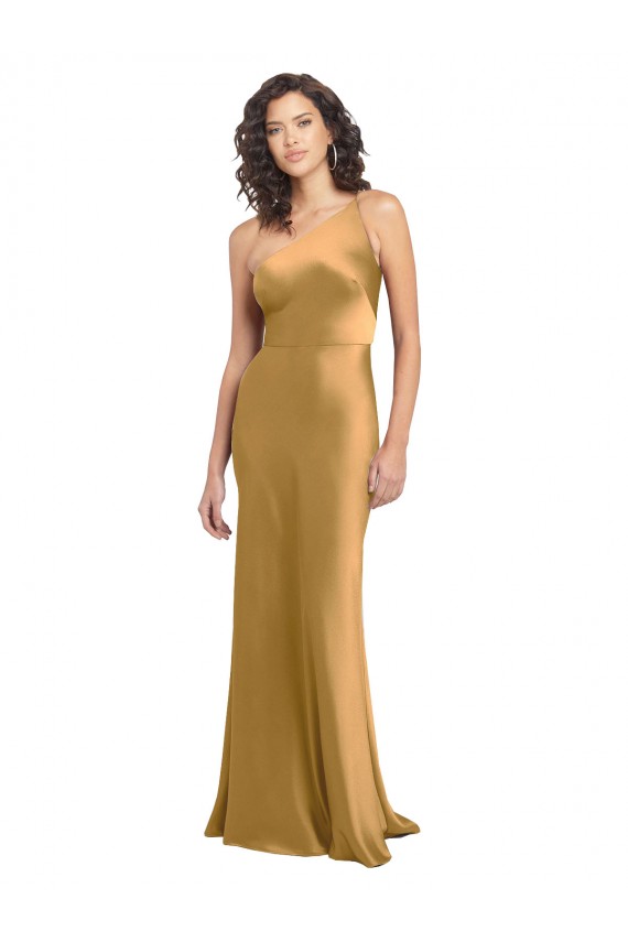 One Shoulder Long Floor Length Formal Stretch Satin Slip Bridesmaid Dress / Prom Dress Brisbane