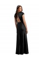 Plunging V-Neck Cap Cleeves Long Formal Stretch Satin Bridesmaid Dress / Prom Dress with Keyhole Back Brisbane