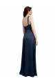 Cowl Neck Soft Long Formal Stretch Satin Bridesmaid Dress / Prom Dress with Side Slit and Pleated Straps Brisbane