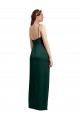 Sleek Straight Neckline Long Wrap Formal Stretch Satin Bridesmaid Dress / Prom Dress with Angled Pleats Brisbane