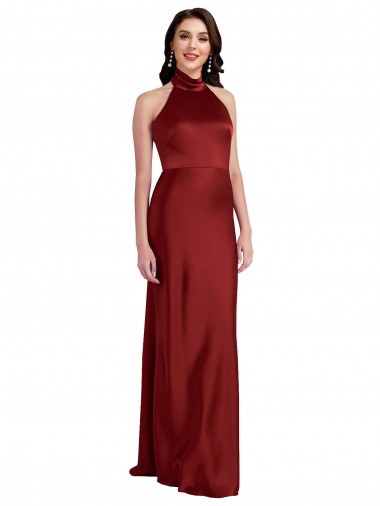 Backless Halter Long Formal Stretch Satin Bridesmaid Dress / Prom Dress Brisbane