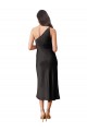 Sleek One Shoulder Midi Length Short Cocktail Formal Stretch Satin Slip Bridesmaid Dress / Prom Dress Brisbane