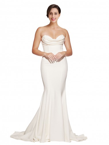Strapless Cowl Neck Sweep Train Formal Stretch Satin Bridesmaid Dress / Prom Dress Brisbane