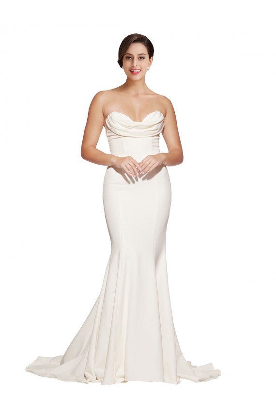 Strapless Cowl Neck Sweep Train Formal Stretch Satin Bridesmaid Dress / Prom Dress Brisbane