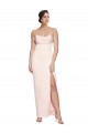 Cowl Neck Strapless Formal Stretch Satin Bridesmaid Dress / Prom Dress with High Split Brisbane