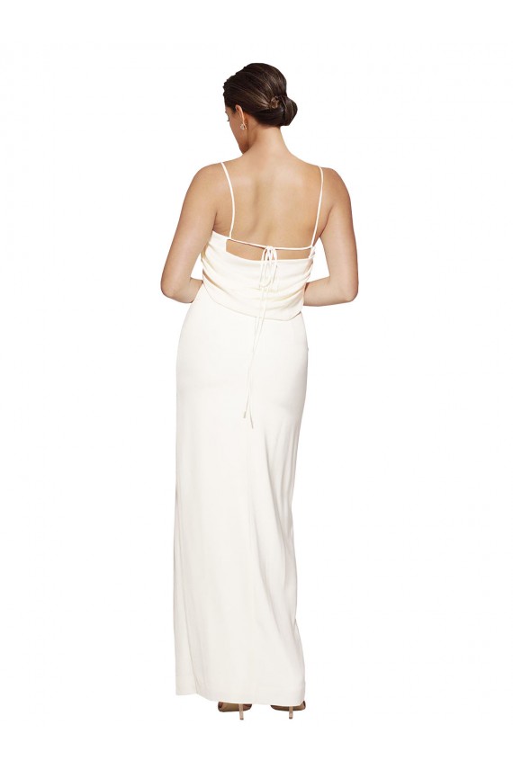 High Neck Formal Stretch Satin Bridesmaid Dress / Prom Dress with Low Back and Side Slit Brisbane