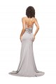 High Neck Low Back Long Full Length Formal Stretch Satin Bridesmaid Dress / Prom Dress Brisbane