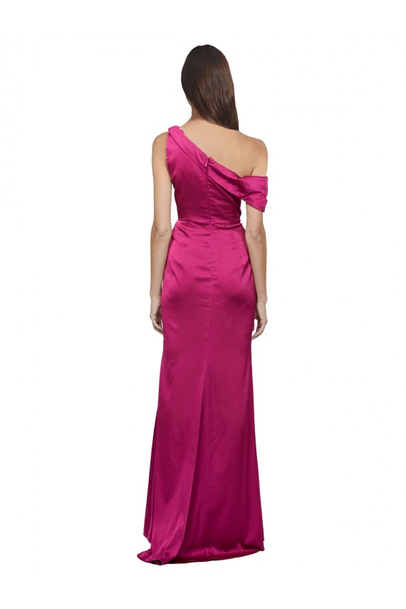 Off the Shoulder Short Sleeves Formal Stretch Satin Bridesmaid Dress / Prom Dress with Side Slit Brisbane