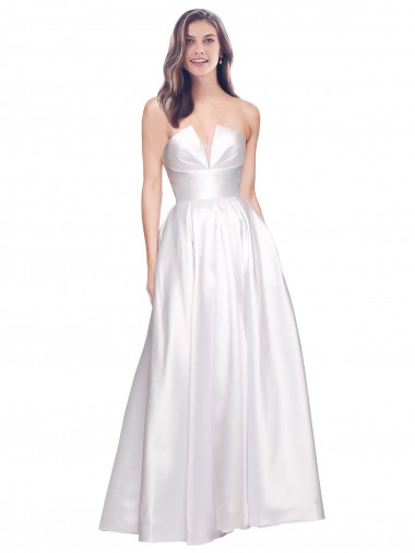 Full Length Strapless V-Cutout Formal Stretch Satin Bridesmaid Dress / Prom Dress Brisbane