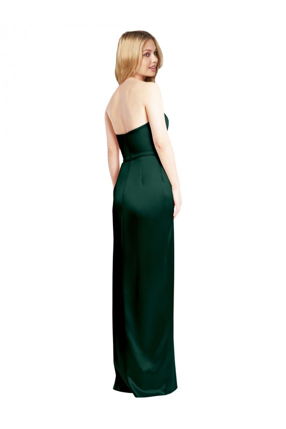 Scooped Strapless Neckline Stretech Satin Bridesmaid Dress / Prom Dress with Side Slit Brisbane