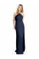 Halter Neckline Long Formal Stretch Satin Bridesmaid Dress / Prom Dress with Strappy Back and Side Slit Brisbane