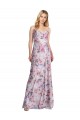 Draped Cowl Neck Long Printed Formal Stretch Satin Bridesmaid Dress Brisbane