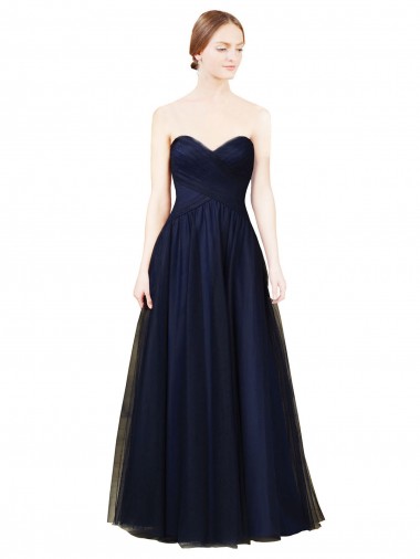 Draped Bodice Sweeheart Long Tulle Bridesmaid Dress Brisbane