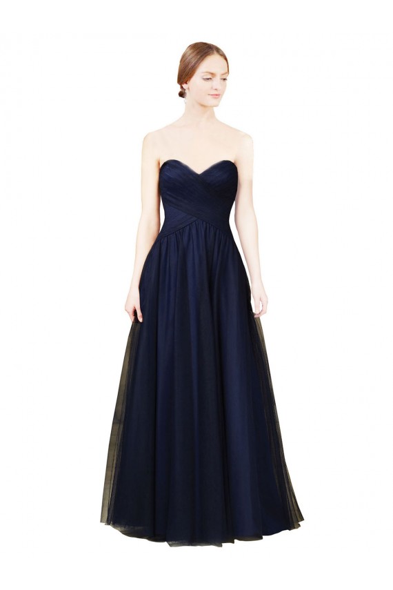 Draped Bodice Sweeheart Long Tulle Bridesmaid Dress Brisbane