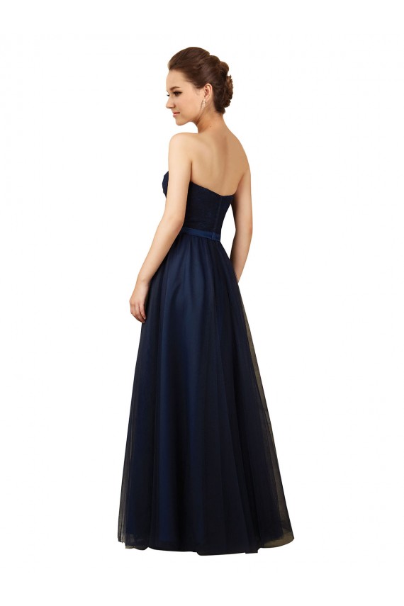 Elegant Lace and Tulle Long Strapless Bridesmaid Dress Brisbane