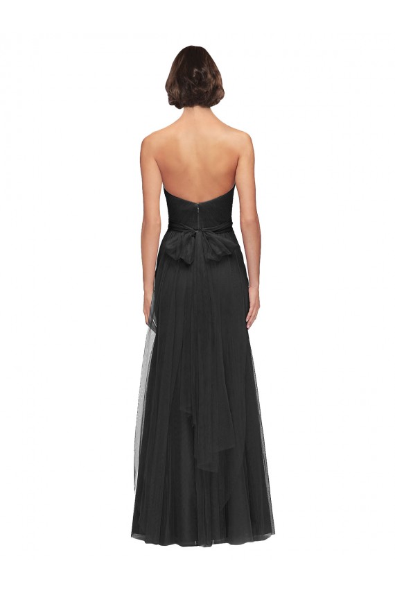 Long Tulle Bridesmaid Dress with Sweetheart Neckline and Belt Brisbane