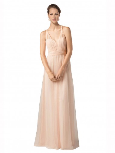 Sweetheart A-Line Tulle Bridesmaid Dress with Shirred Bodice Brisbane