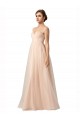Illusion Sleeves Tulle Bridesmaid Dress with Shirred Bodice and Sweetheart Neckline Brisbane