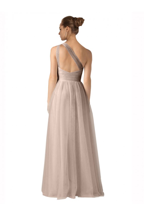Illusion One Shoulder Tulle Bridesmaid Dress with Shirred Bodice Brisbane
