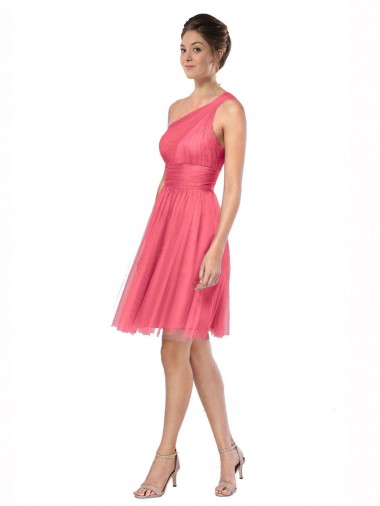 One Shoulder Short Knee Length Tulle Bridesmaid Dress Brisbane