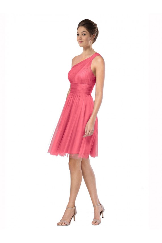 One Shoulder Short Knee Length Tulle Bridesmaid Dress Brisbane