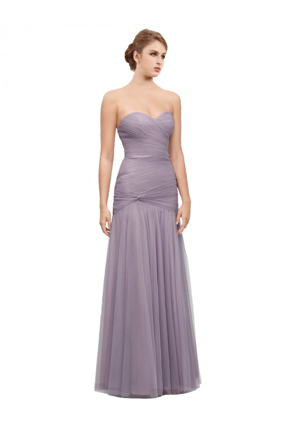 Draped Long Mermaid Sweetheart Tulle Bridesmaid Dress Brisbane