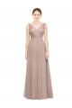 Full Length Draped Long V-Neck Tulle Bridesmaid Dress Brisbane