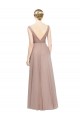 Full Length Draped Long V-Neck Tulle Bridesmaid Dress Brisbane