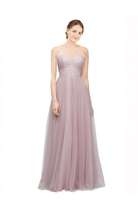 Sweetheart Neckline Long Tulle Bridesmaid Dress with Lace Bodice Brisbane