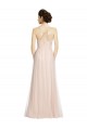 Long Draped Back A-Line Tulle Bridesmaid Dress with Pleated Bodice Brisbane