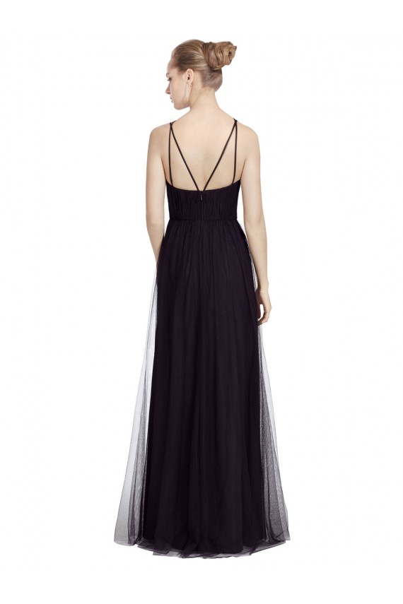 High Neck Long A-Line Tulle Bridesmaid Dress Brisbane