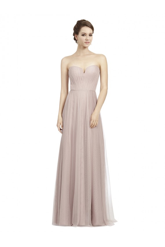 Long Strapless Tulle Bridesmaid Dress with Pleated Bodice Brisbane