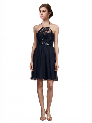 High Neck Illusion Bodice Bridesmaids Dress Brisbane