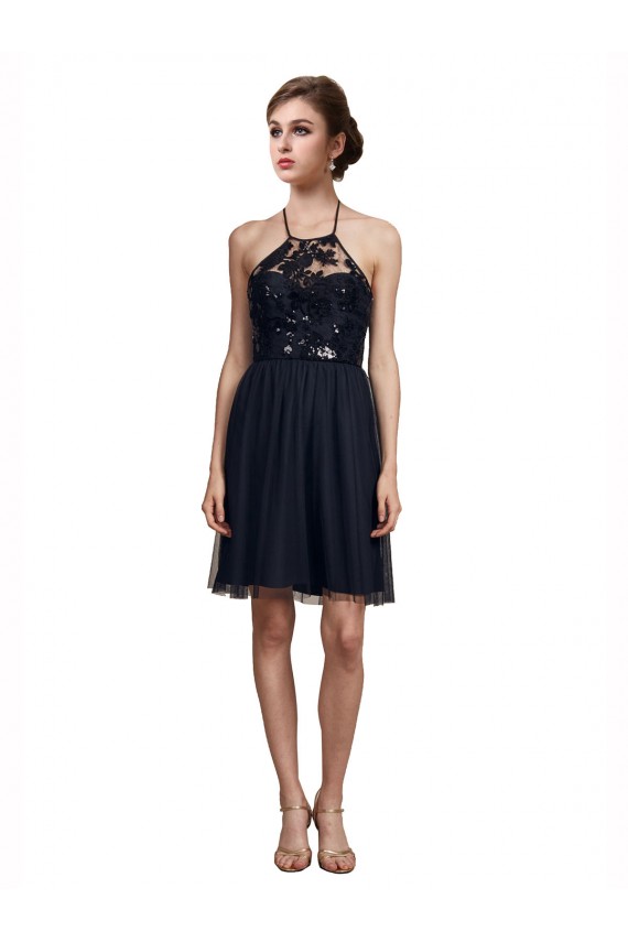 High Neck Illusion Bodice Bridesmaids Dress Brisbane