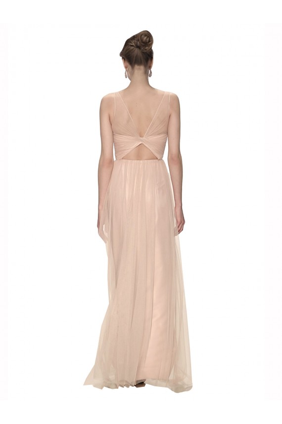 Long Tulle Bridesmaid Dress with Illusion Neck Brisbane