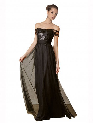 Off The Shoulder Sequined Lace Tulle Bridesmaid Dress Brisbane