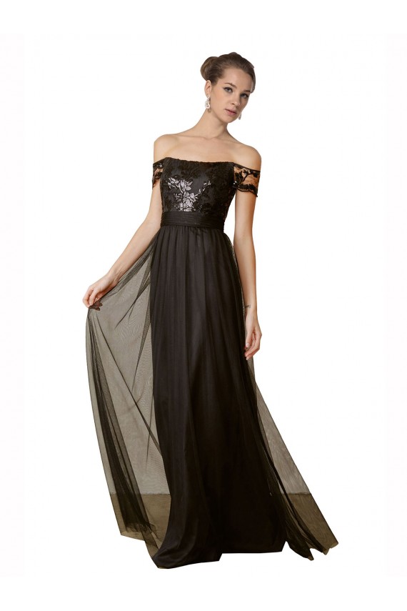 Off The Shoulder Sequined Lace Tulle Bridesmaid Dress Brisbane