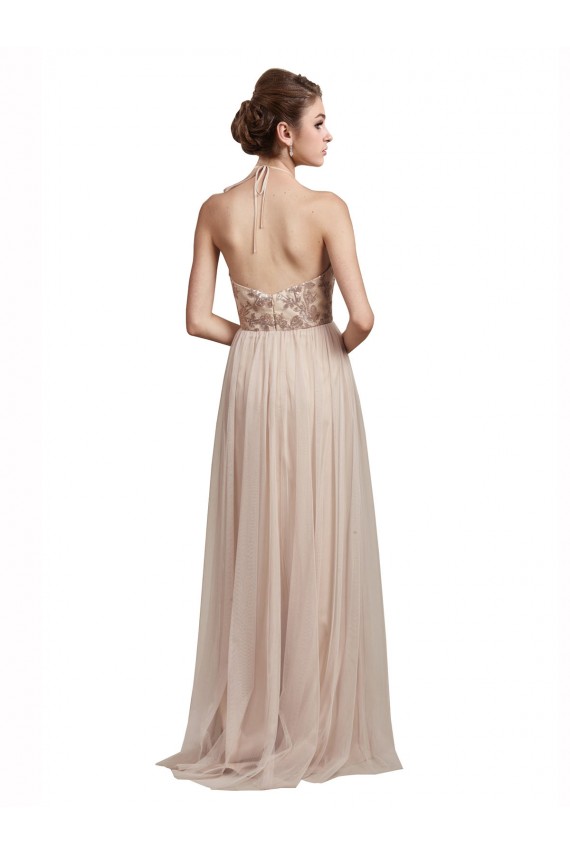 Sweetheart Tulle Bridesmaid Dress with High Neck Illusion Bodice Brisbane