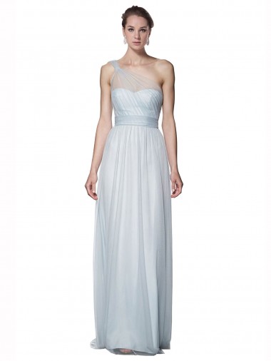 One Shoulder Illusion Tulle Bridesmaid Dress with Knot Detail Brisbane