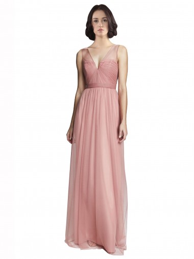 V-Neck Illusion Tulle Bridesmaids Dress Brisbane