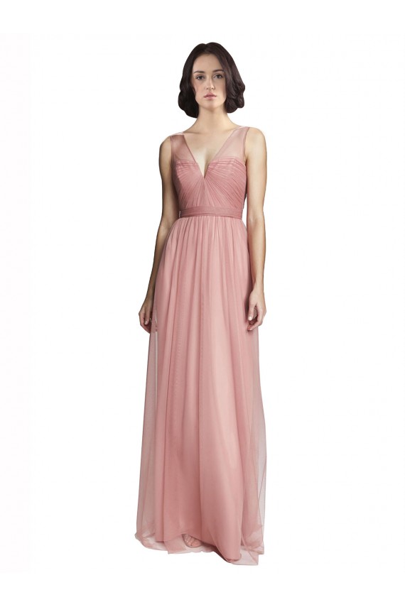 V-Neck Illusion Tulle Bridesmaids Dress Brisbane