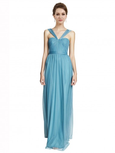 Floor Length Inverted V-Neck Tulle Bridesmaids Dress Brisbane
